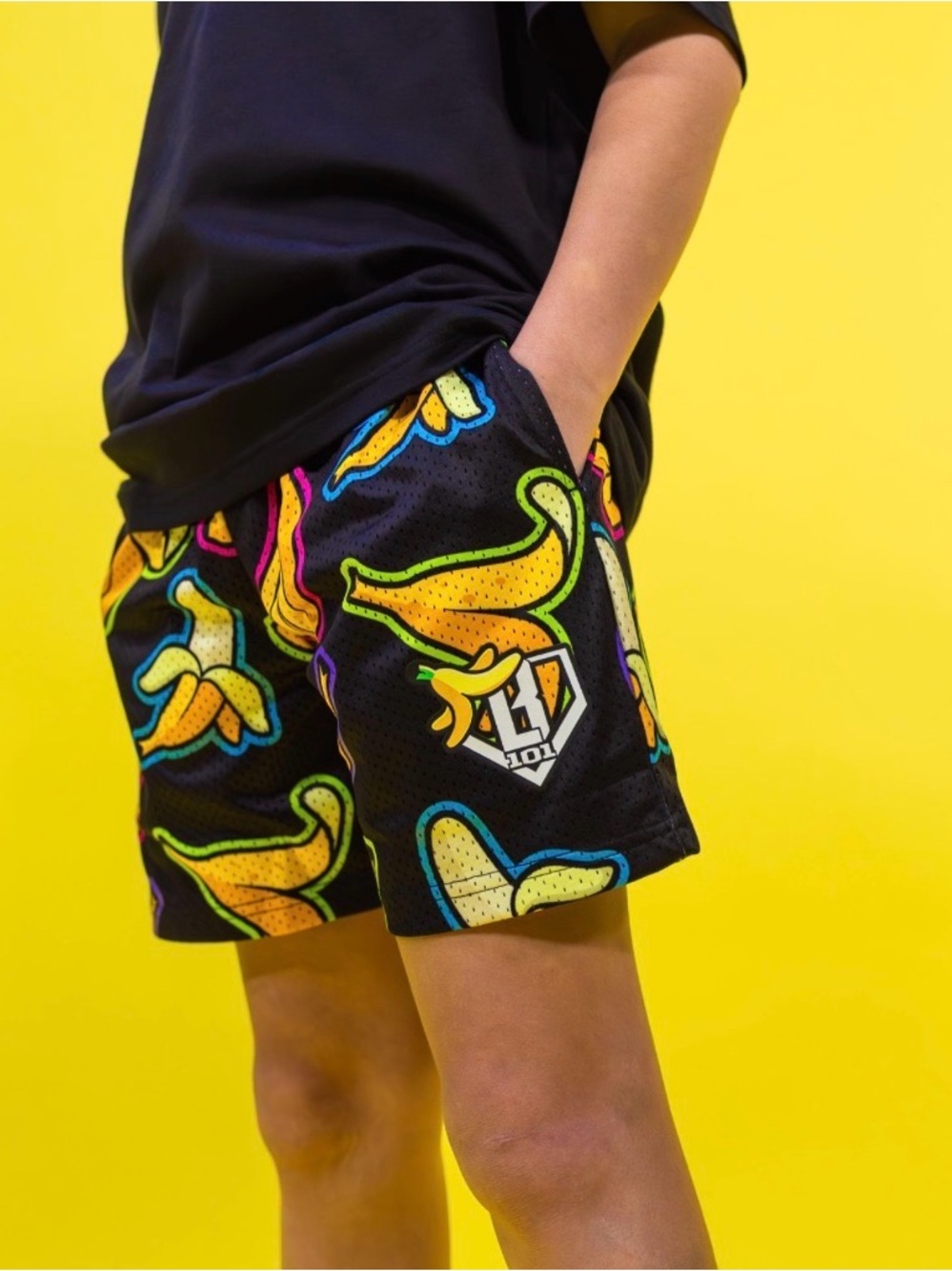 Men's Black Banana Print Swim/Boxer Shorts